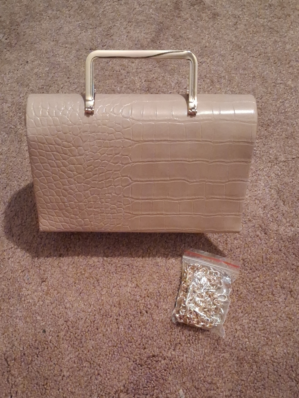 Charming Tailor Nude Croc Embossed Clutch Handbag Like New